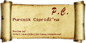 Purcsik Cipriána névjegykártya